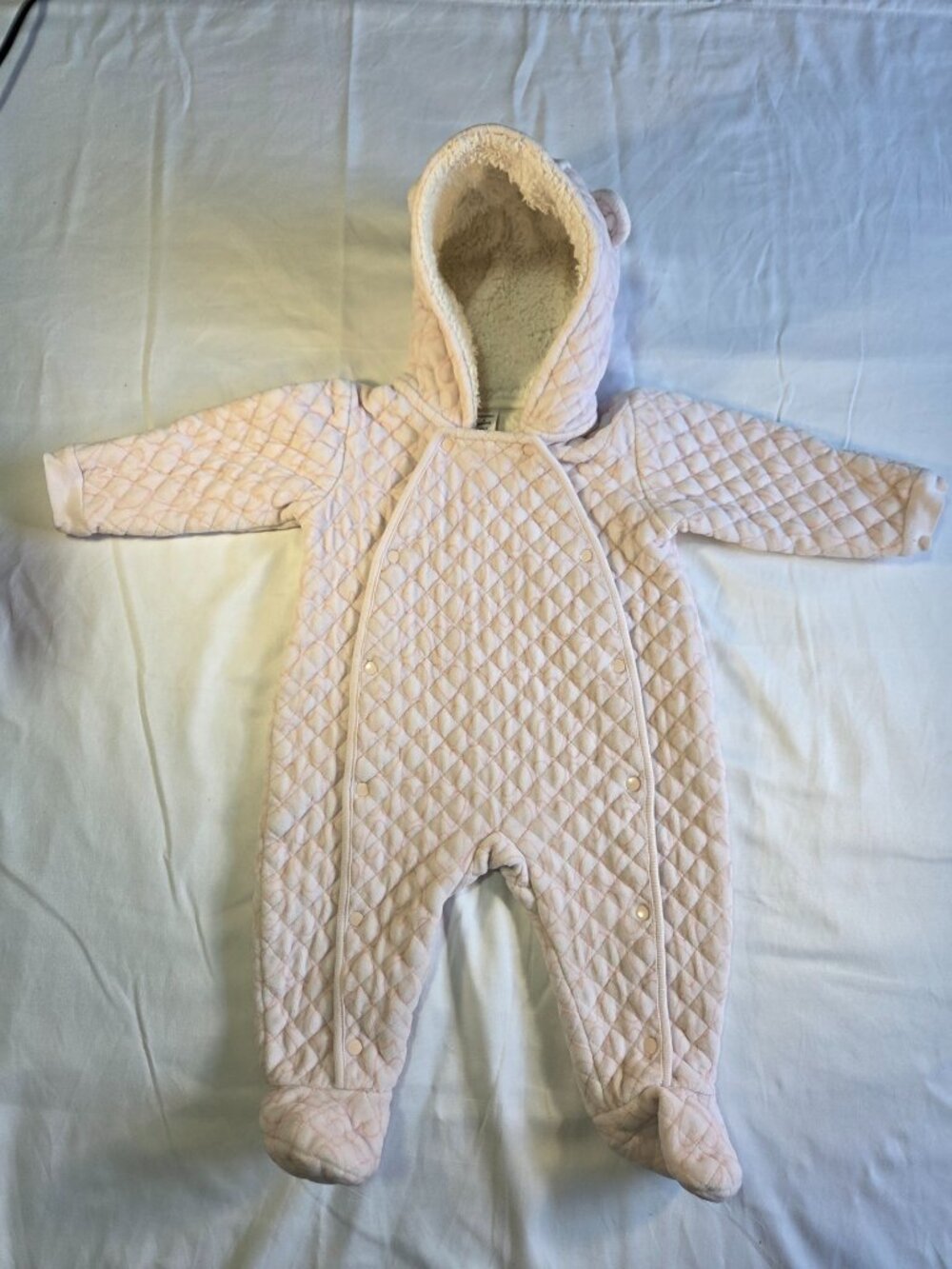 Nordstrom Baby Pink Quilted Footed Faux Fur Lined Hooded Bunting 9M
